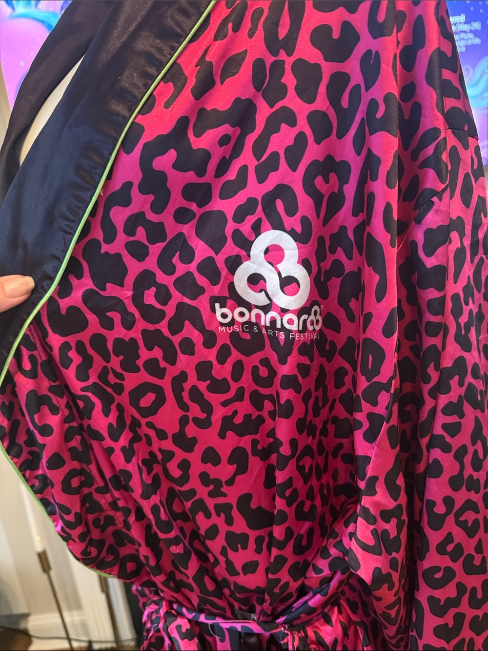 Bonnaroo Robe Rage Pink Leopard Satin Robe COVID 2020 unique rare - Picture 3 of 4